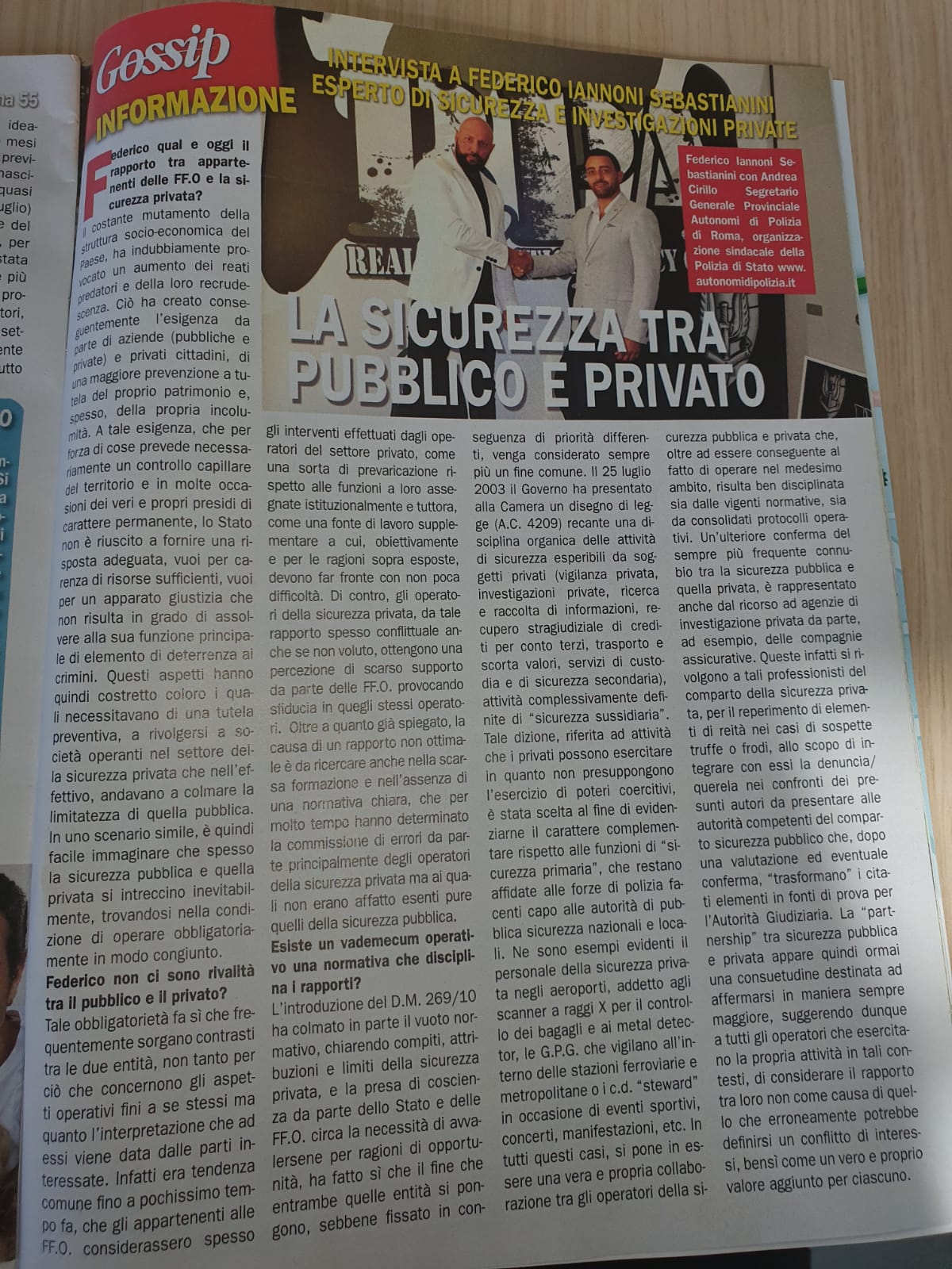 Intervista a #FedericoIannoniSebastianini su tematica rapporto tra sicurezza pubblica e privata (2)